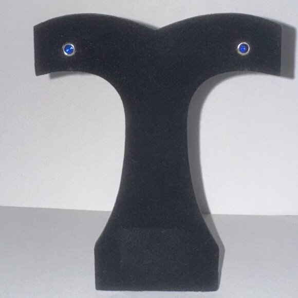 5 Mm Round Sapphire Blue Cz And Sterling Post Earrings - Picture 1 of 13